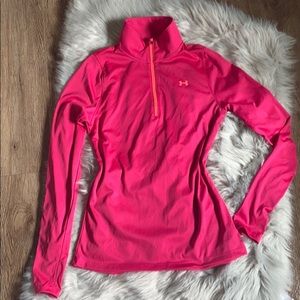 PINK UNDERARMOUR HALF ZIP PULLOVER